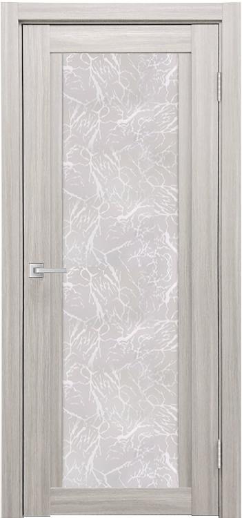 Межкомнатная дверь Легенда К-11 тон Белая лиственница Остекление Гранит прозрачный