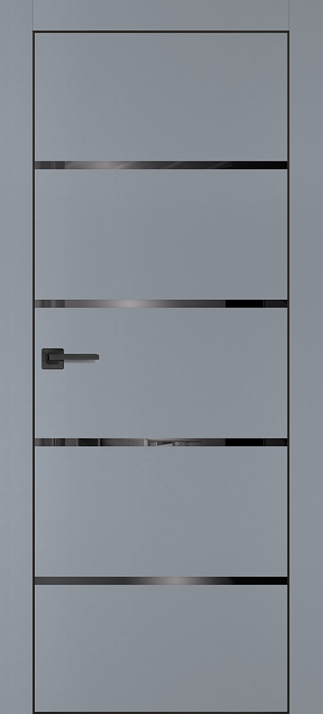 Межкомнатная дверь PX-17 черная кромка с 4-х ст. Серый матовый