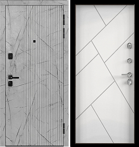 Товар Дверь Цербер 3К Чёрный муар Мрамор Черная Фурнитура Сменная панель DIS006614
