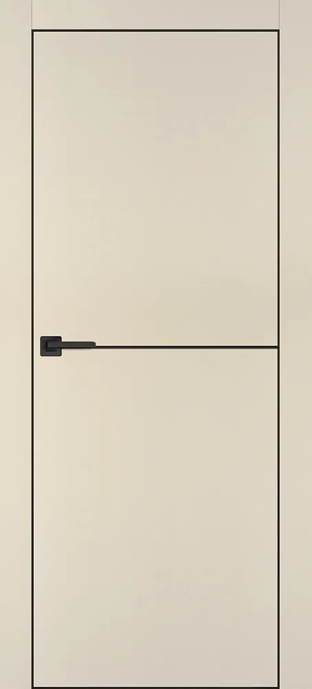 Межкомнатная дверь PX-19 черная кромка с 4-х ст. Бежевый матовый